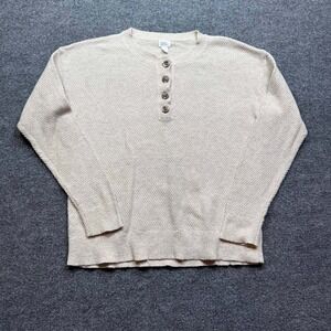 Stars Above‎ Knit Pullover Sweater Womens M Beige Button Long Sleeve Top Casual